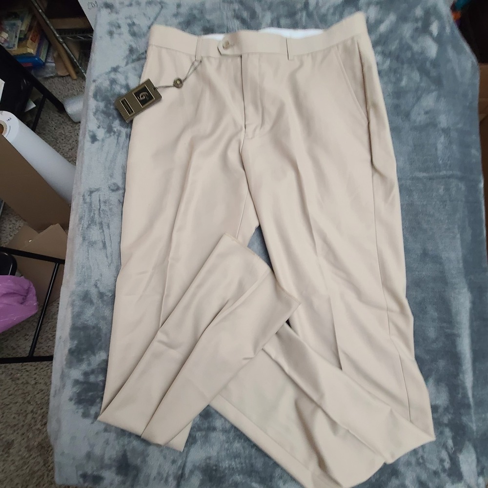 NWT Giorgio Fiorelli pants Mens‎ 36 Khaki No Pleet Dress Pants Slacks